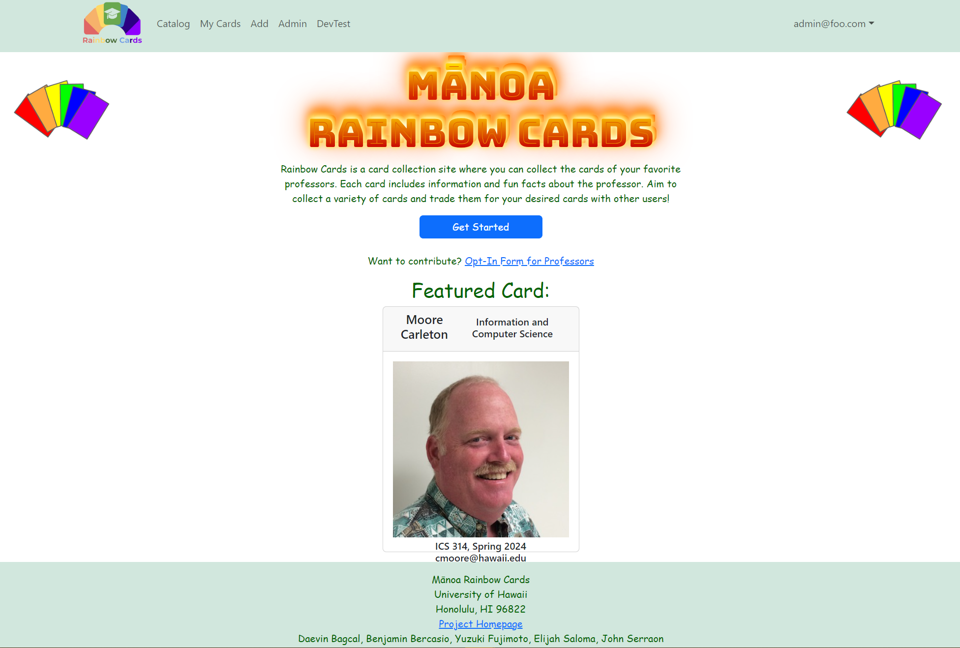 Image of Manoa Rainbow Cards homepage